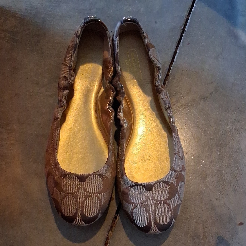 Coach Brown Loafers with Floral Accents. New in box !